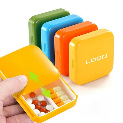 Portable Slide Lid Pill Case with Two Compartments