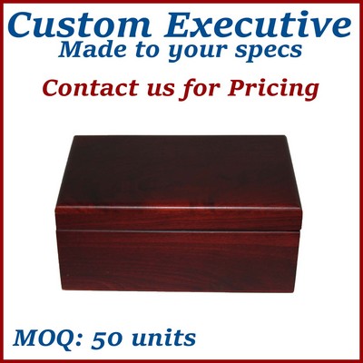 Custom Hinged Walnut Wooden Box w/ Natural Or Mahogany Finish - made to order, low minimums