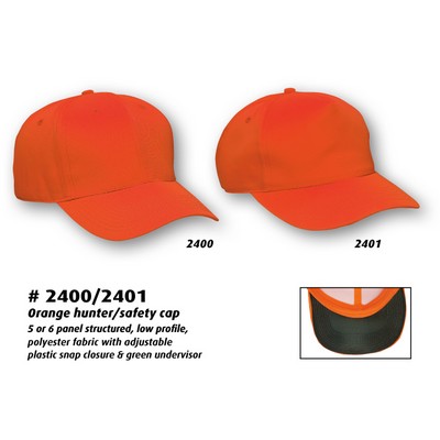 Orange Polyester 6 Panel Hunter/ Safety Cap