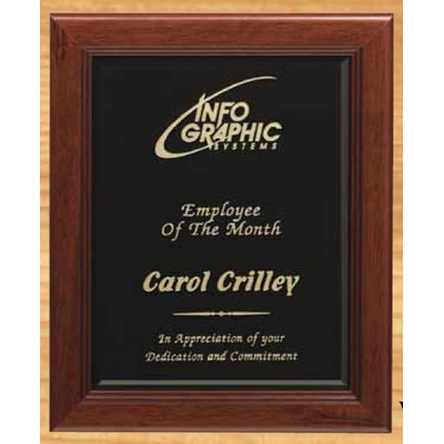 Black Glass Plaque In Rosewood Frame (11"x13")