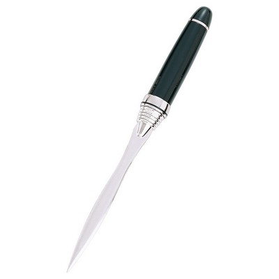 Executive Letter Opener w/Silver Accents and Black Handle