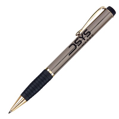 Cosmo Gunmetal Twist Action Brass Ballpoint Pen w/Black Grip