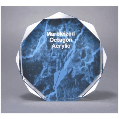 Octagon Acrylic Marbleized Blue Award - 5" Diameter