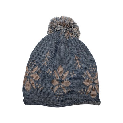 Jacquard Knitted Beanie w/ Pompon