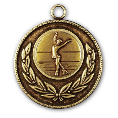 Stock Classic Wreath With Rope Edge 2" Medal- Figure Skating Male