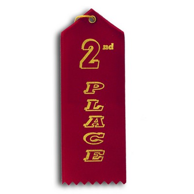 2nd Place Standard Stock Ribbon w/ Card & String (2"x6")