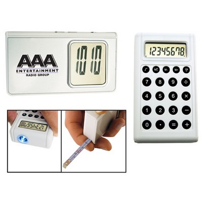 5-in1 Calculator Alarm Clock w/ Light and Tape Measure