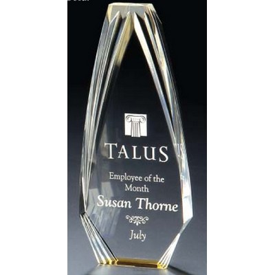 Gold Diamond Obelisk Award w/ Mirror Bottom & Reflective Top (3 1/2"x 9")