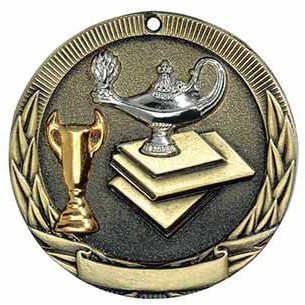 Lamp of Knowledge, Tri-Colored Medal, 2"