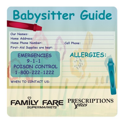 Health & Safety Babysitter Guide Magnet *New Design*