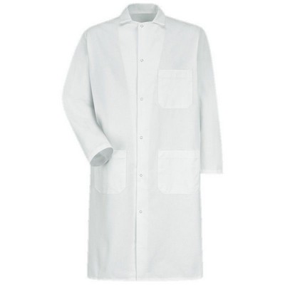 Red Kap™ Long Sleeve Gripper Front Butcher Coat w/Pockets - White