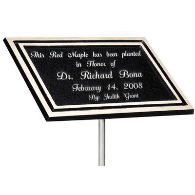 Cast Aluminum Outdoor Award Plaque-Stake Mount 4x6 - Black/Silver