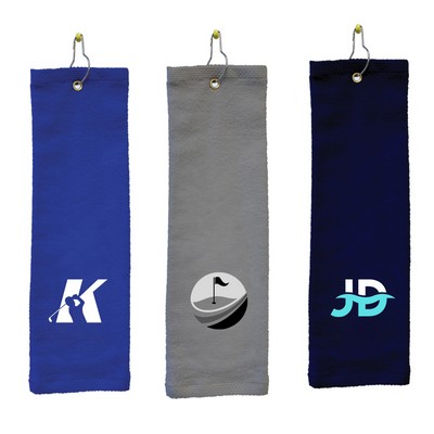 100% Cotton Tri-Fold Velour Golf Towel 16"x18"