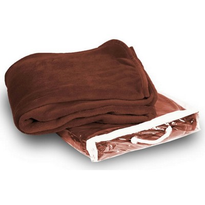 Micro Plush Coral Fleece Blanket --50X60 Brown (Embroidered)