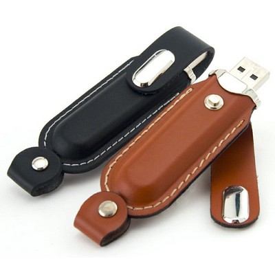 16 GB Leather Round Edged USB Flash Drive