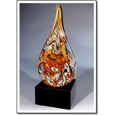 Strata Art Glass Sculpture w/ Marble Base (4"x10.75")