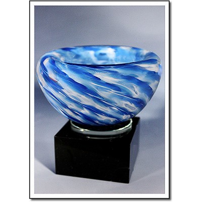 Snow Flurry Art Glass Bowl w/ Marble Base (5.5"x4")