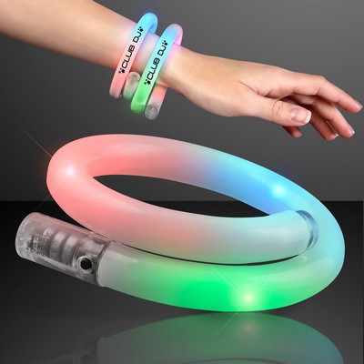 Tube Bracelets w/Flashing Rainbow LEDs - Domestic Print