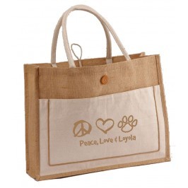 Two-Tone Jute Tote Bag with Cotton Webbed Handles