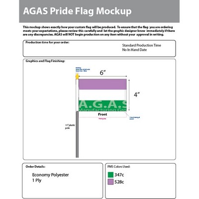 Gender Queer Stick Flag 4"X6"