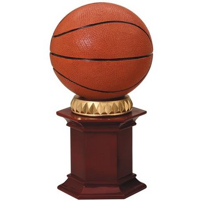 Basketball Resin, Rosewood Pedestal Base - 12"