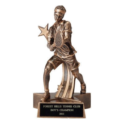 7½" Resin Tennis Trophy w/Male Tennis Player & Shooting Star