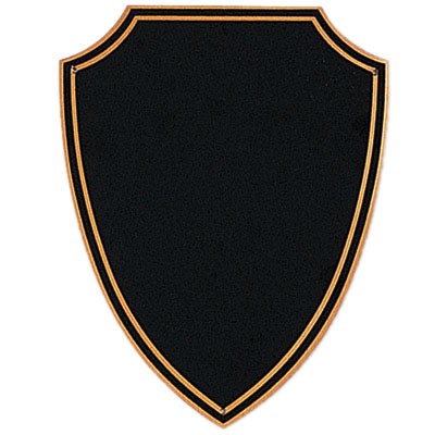 Black Screened Shield w/Gold Border (6" x 7½")