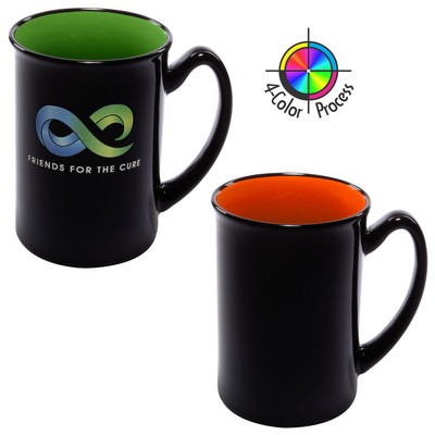 16 Oz. Gloss Black Outside/Orange Inside Two Tone Marco Mug - 4 Color Process