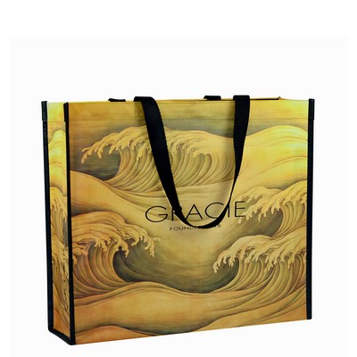 Custom Full-Color Laminated Woven Promotional Tote Bag 16"x14"x5"