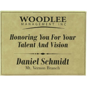 Light Brown Leatherette Recognition Plaque (9"x12")