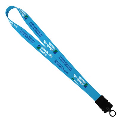 1" Dye Sublimated Stretchy Elastic Lanyard With Plastic Snap-Buckle Release And O-Ring