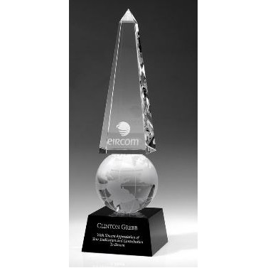 Medium Optical Crystal Monumental Obelisk/Globe Award