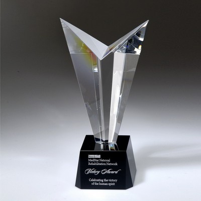 9" Victory Crystal Award with Black Base