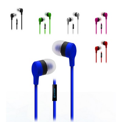 Flat Cord Noise Isolation Earbuds with Mic