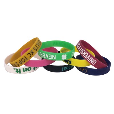 Debossed Silicone Bracelets W/ Color Filled