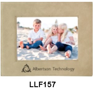 Custom Laser Engraved Leatherette Picture Frame-Light Brown/Engraves Black