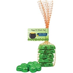 Chocolate Shamrocks in Mesh Bag