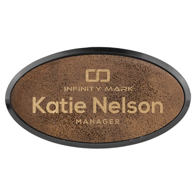 1.5" x 3" - Premium Leatherette Name Tags or Badges - Oval