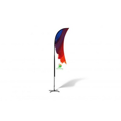 15ft Single-Sided Angled Feather Flag Banner w Full color Digital Print and Ground Stake Stand