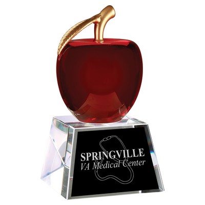 6" Red Crystal Apple with Clear Base