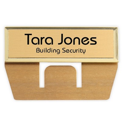 Engraved Metallic Name Badge - Gold, 3" x 1", Pocket