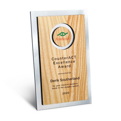 Circle Cutout Alder Wood and Silver Backer Digi-Color Plaque