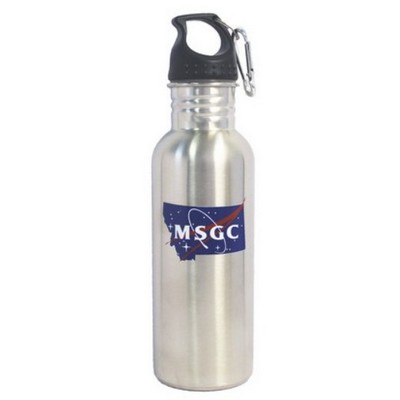 25 Oz. Wide Mouth Stainless Steel Water Bottle with Carabiner/ BPA Free