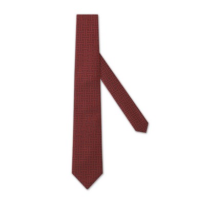 Poly Woven Necktie - Greek Key Red