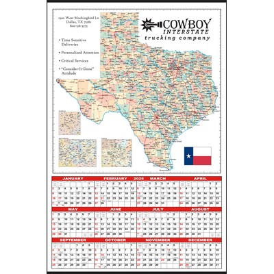 Large Texas State Map Year-In-View® Calendar