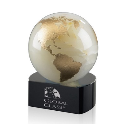 Globe on Crescent - White 4½" High