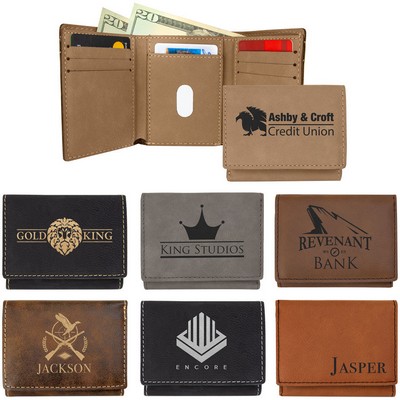 3" x 4" - Premium Leatherette Trifold Wallets