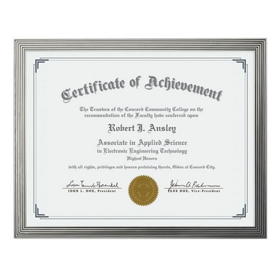 Averham Certificate Frame - Ribbed Silver 8½"x11"