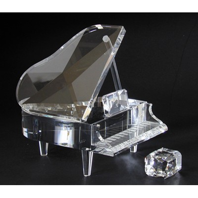 Piano set optical crystal award/trophy.