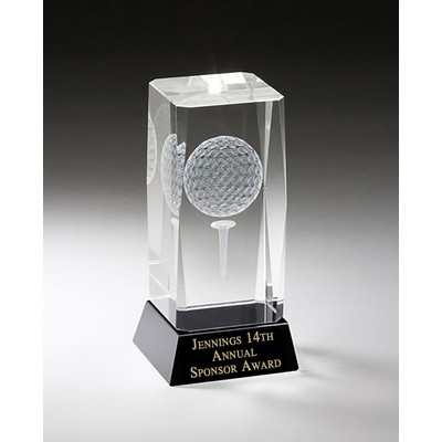 3-D Golf Ball Image on Black Crystal Base, Large (2-1/2"x4-3/4")